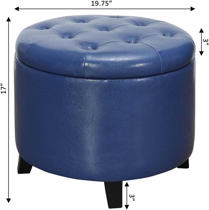 Blue Faux Leather round Ottoman by Designs4Comfort