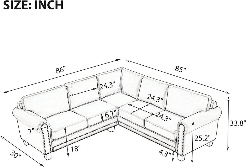 Beige Mid-Century Corner Sofa