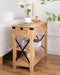 Rattan Nightstand with Flip Top and Storage Drawer