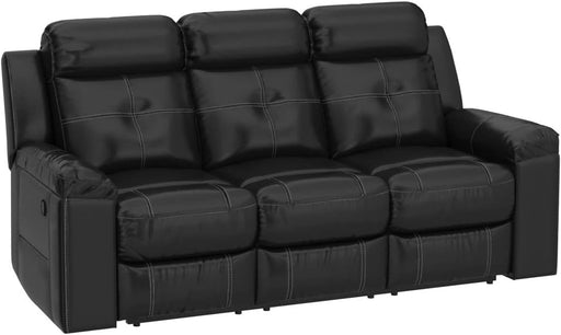 High-Back Faux Leather Reclining Sofa, Black