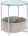 Round Storage End Table with Cloth Basket - Mint/Gray
