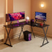 Black L-Shaped Gaming Desk with Monitor Stand