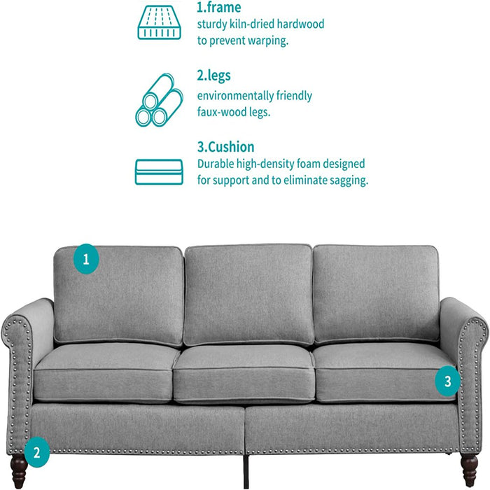 Living Room Furniture Set, 2 Piece Soft Sofa Couches Set with 5.9" Thicken Cushion, Couch and Loveseat Sets Including 3 Seat Sofa, Loveseat for Living Room Apartment, Light Grey