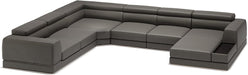Modern Leather Sectional Sofa with Headrests