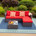 3 Pieces Outdoor Sectional Sofa Set Wicker Patio Furniture Conversation Set with Red Cushions