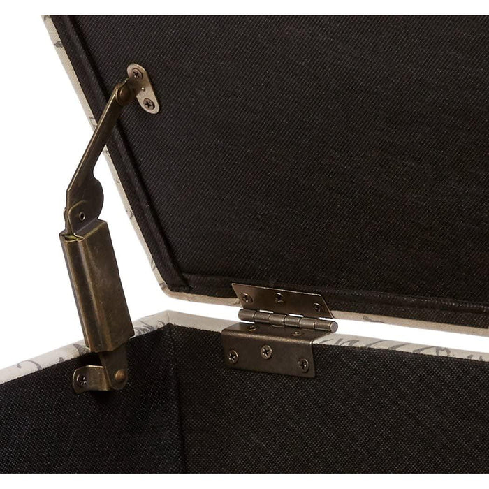 Neutral Beige Script Ottoman with Storage Square