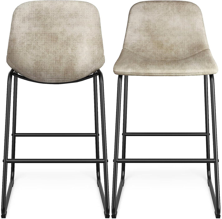 Industrial Beige Barstools, Set of 2