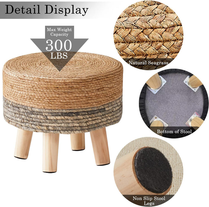 Hand-Woven Sea Grass Stool for Outdoor Use