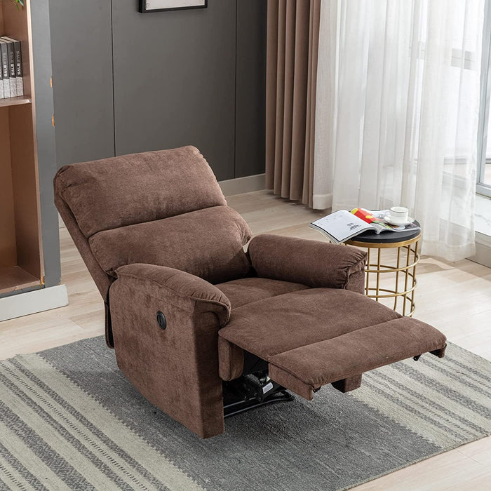 Power Recliner Chair, Electric, Breathable Fabric, Brown