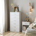 White Modern 6-Drawer Chest of Drawers with Mental Handles