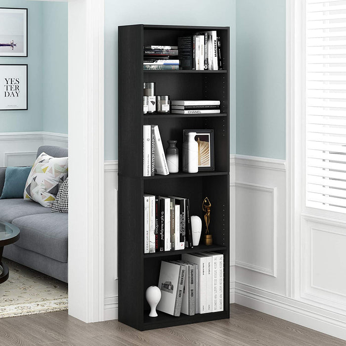 JAYA Black 5-Tier Bookcase for Home