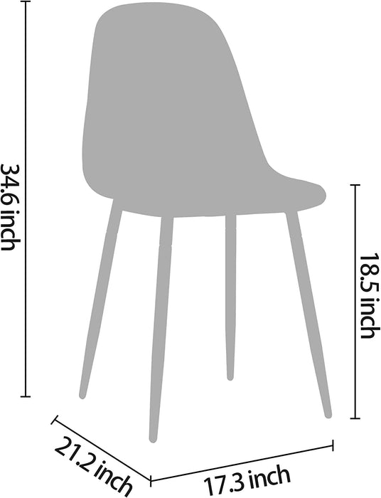Mid Century Metal Leg Velvet Dining Chairs (Set of 4, Cream)