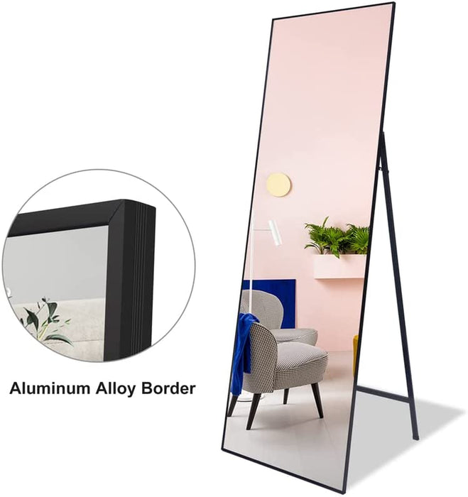 65″ X 22″ Full Length Mirror, Aluminum Alloy Frame Floor Mirror with Stand