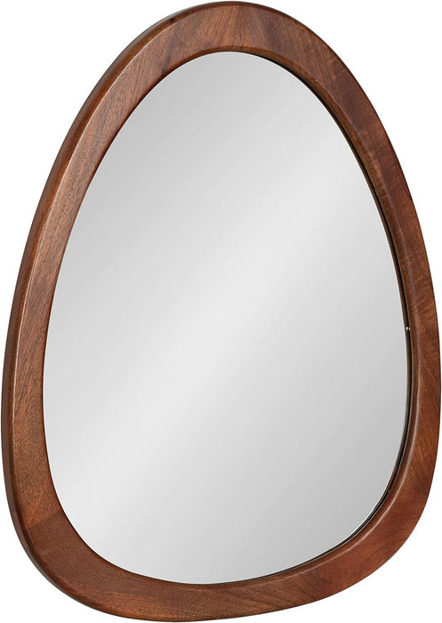 Mckinder Asymmetrical Wood Wall Mirror, 24 X 28, Walnut Brown, Decorative Irregular Geometric Mirror with Robust Wooden Frame and Distinct Finish