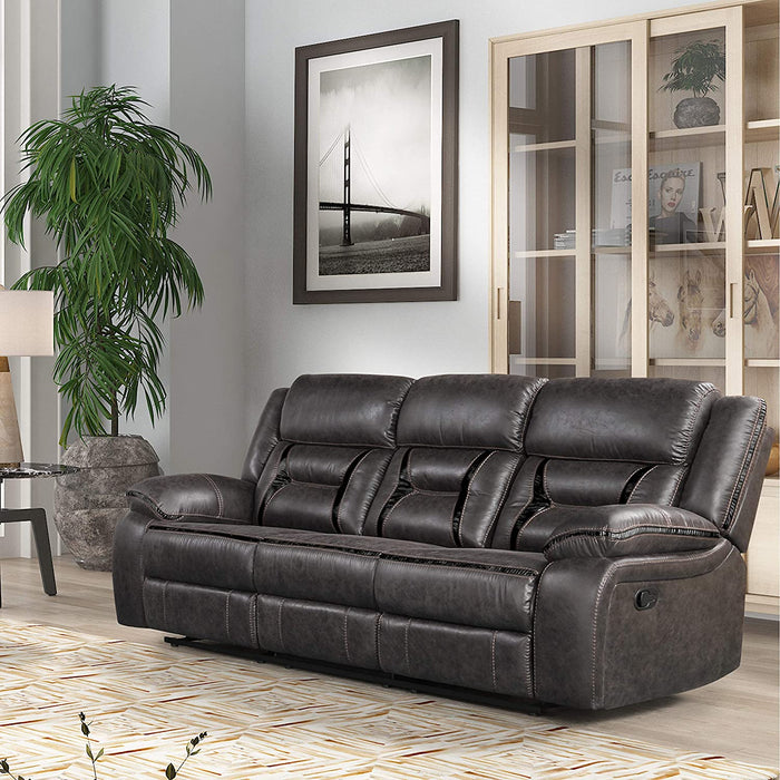 Dark Chesnut Recliner Sofa with Console