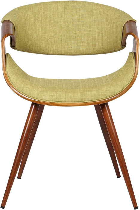 Green Fabric Butterfly Dining Chair, Walnut Finish