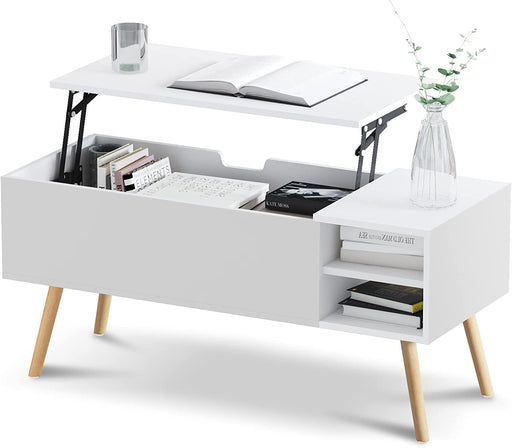 Modern White Lift Top Coffee Table with Storage