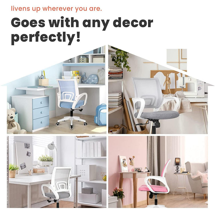 Ergonomic Blue Mesh Office Chair with Wheels