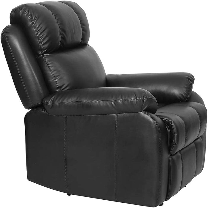 Recliner Chair Leather Sofa Recliner Couch Manual Reclining Home Theater Seating Manual Recliner Motion for Living Room Furniture (Three Seat, Black)