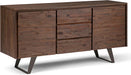 Lowry SOLID ACACIA WOOD 60 Inch Modern Industrial Sideboard Buffet and Wine Rack