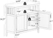White Buffet Cabinet with 2 Doors and Adjustable Shelf