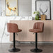 Brown Faux Leather Adjustable Bar Stools, Set of 2