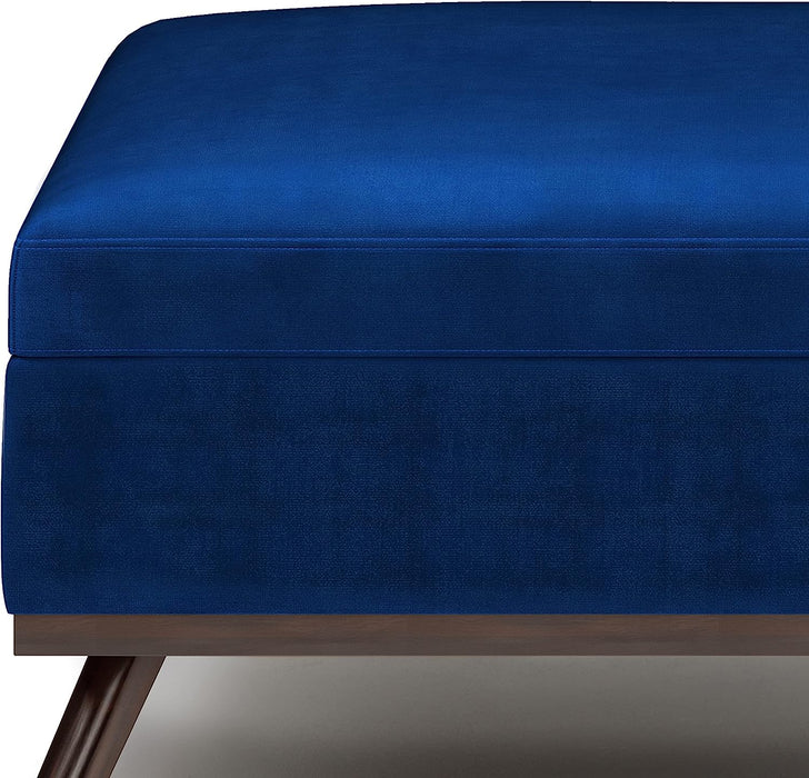 Mid Century Modern Blue Velvet Coffee Table