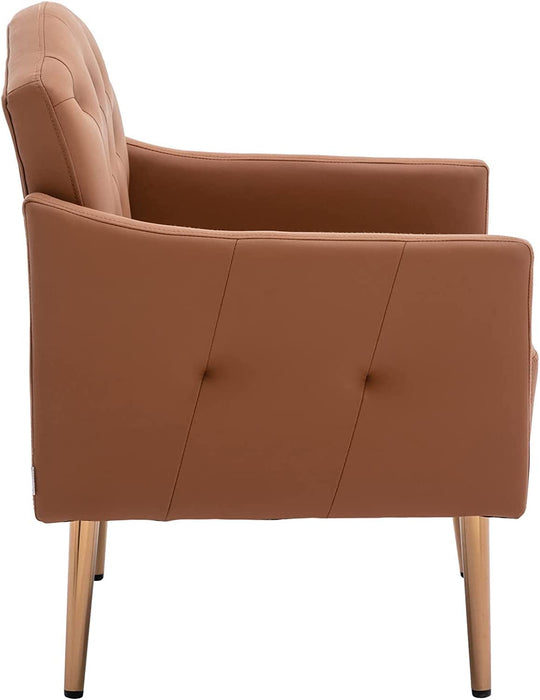 Modern Tufted Accent Chair with Gold Legs