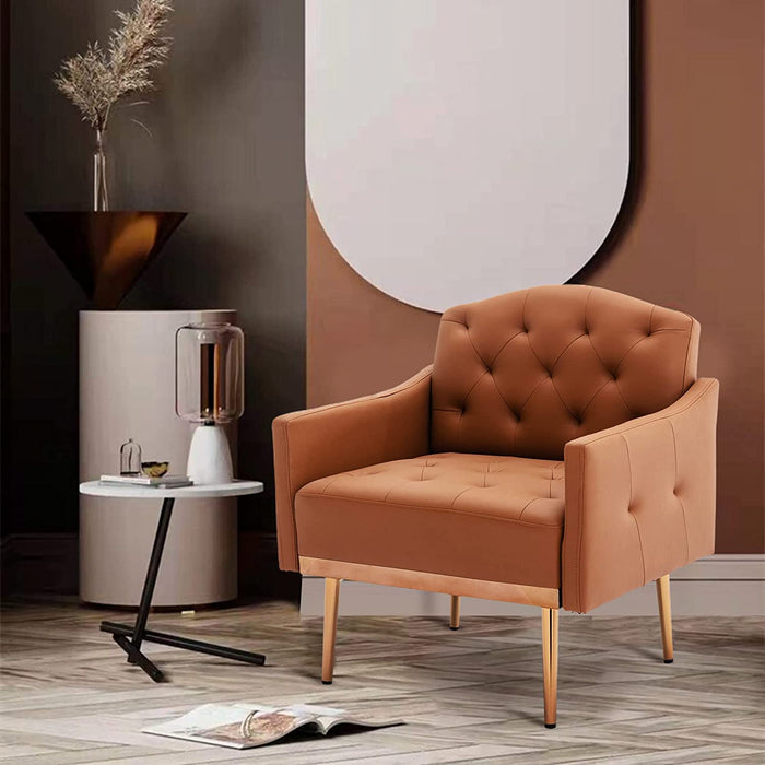 Modern Tufted Accent Chair with Gold Legs