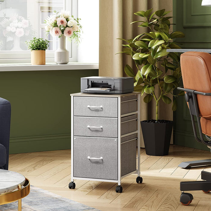 Rolling 3-Drawer Filing Cabinet for Home Office