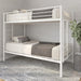 White Metal Twin Bunk Bed with Dual Ladders