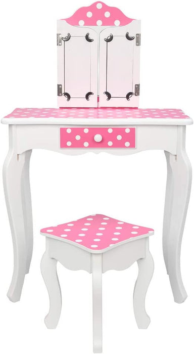 Kids Vanity Table and Chair Set with Mirror