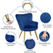 Modern Blue Velvet Wingback Chair with Metal Legs