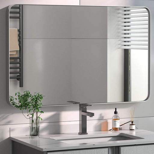 Brushed Silver Bathroom Mirrors for Wall, 30X40 Inch