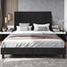 King Size Velvet Upholstered Bed Frame W/ Tall Tufted Headboard