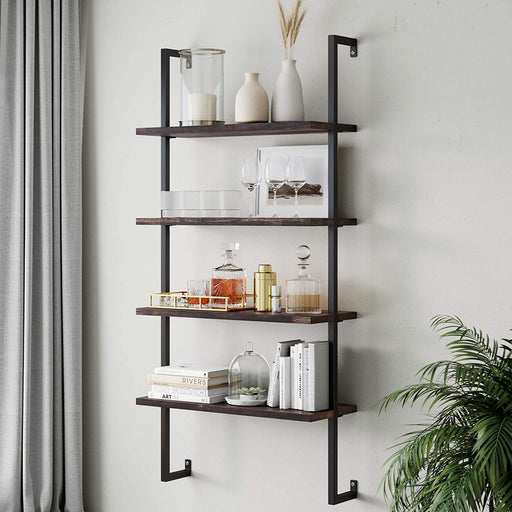 Nutmeg/Black Industrial Pipe Wall Shelves