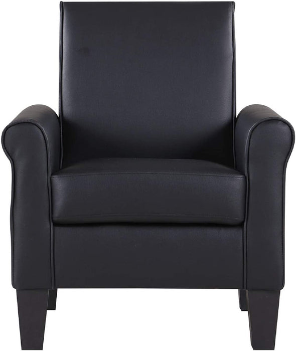 Black Faux Leather Accent Chair for Living Room