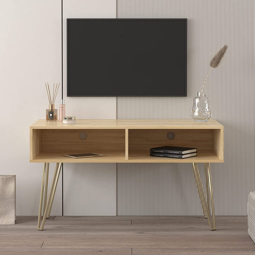 Metal Legs TV Cabinet with Open Shelves
