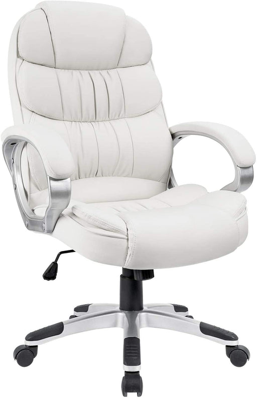 Modern White High-Back Office Chair with Adjustable Features