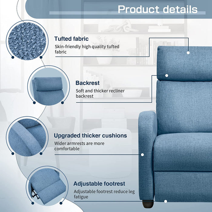 Ergonomic Adjustable Fabric Recliner Chair