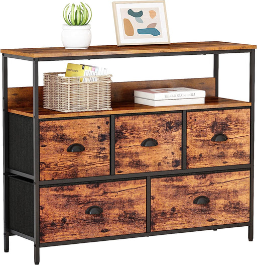 Rustic Brown Console Table with Storage Drawers