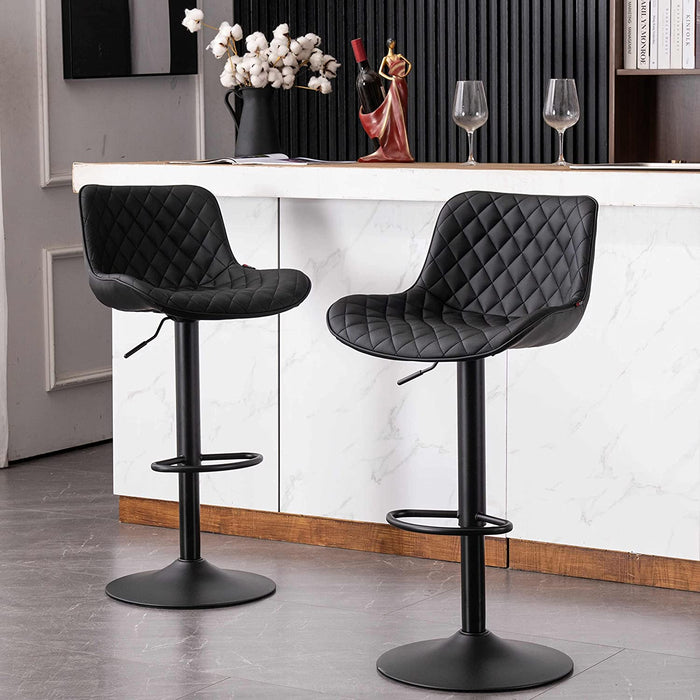 Black Bar Stools Counter Height Adjustable Set of 2