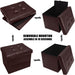 Brown Leather Ottoman with Storage and Pocket