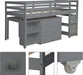 Low Loft Bed Frame with Storage Cabinet