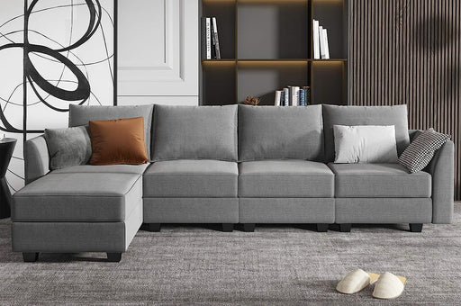 Grey Reversible Sectional Sofa with Chaise