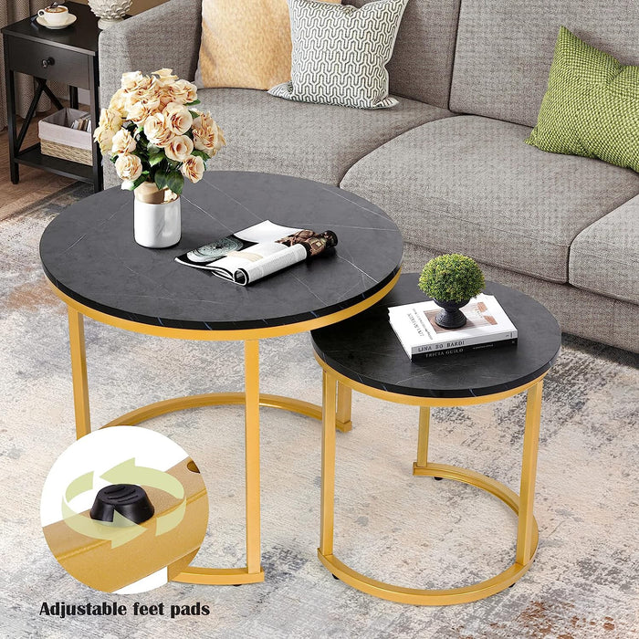 Black Marble Nesting Coffee Table Set of 2