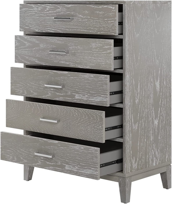 Grey Grain Wooden Storage Cabinet with 6 Drawers