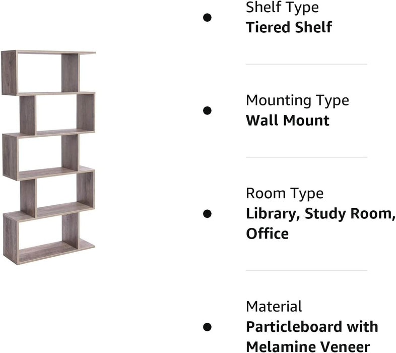 5-Tier Wooden Bookcase and Room Divider