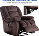 Massage Recliner Chair with Heat and Overstuffed Fabric (Brown)