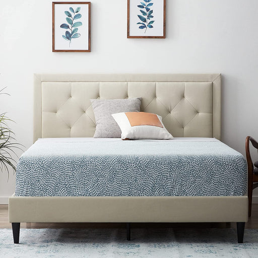 Twin Upholstered Platform Bed Frame with Headboard